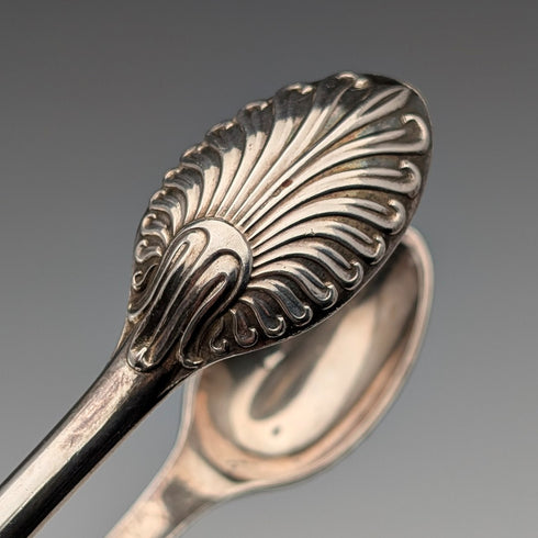 1853 年英國古董鍍銀糖鉗埃爾金頓